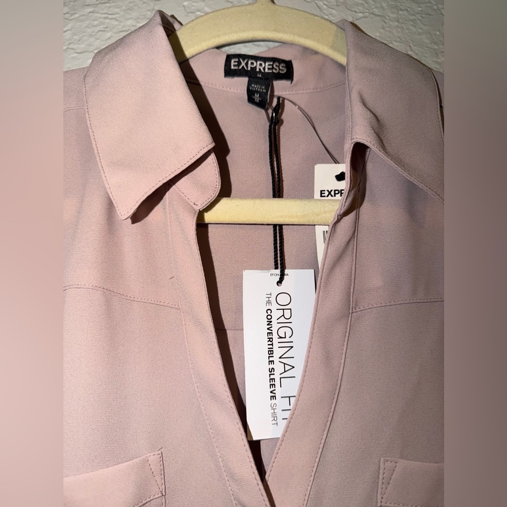 Express Women's Mauve Portofino Button Down Shirt - Medium - Picture 5 of 7